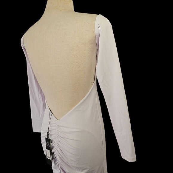 Fashion Nova Monaco Backless Midi Dress Size S White Bodycon Long Sleeve NWT - Picture 3 of 13